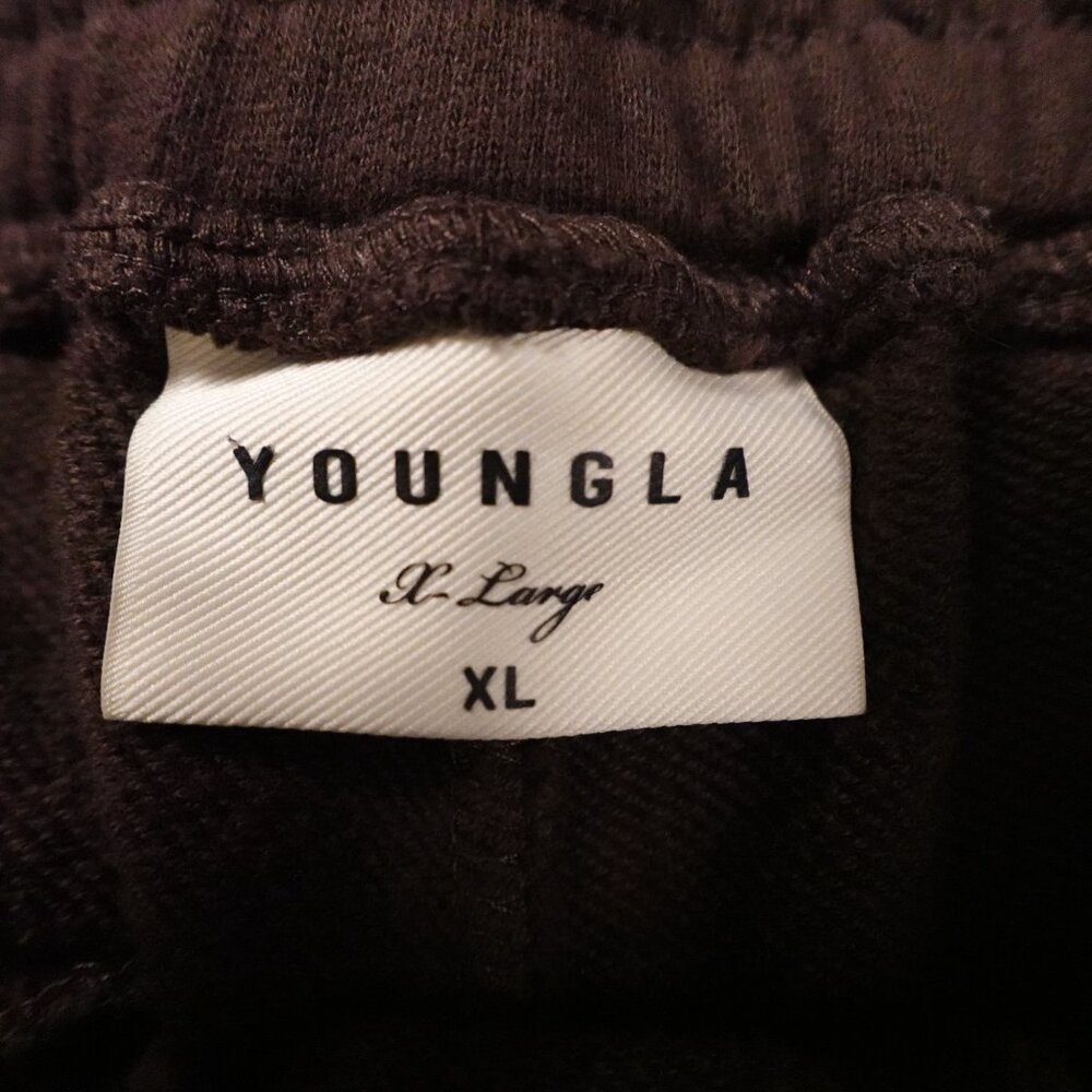 YoungLA 90s Tear Away Joggers Men’s XL Brown Cream Snap Track Pants 28” Inseam - Picture 4 of 12